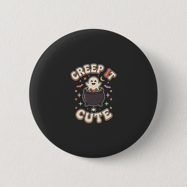 Cute Halloween Spooky Vibes 2 Inch Round Button (Front)