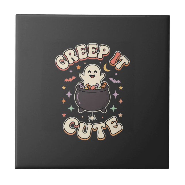 Cute Halloween Spooky Vibes Tile (Front)