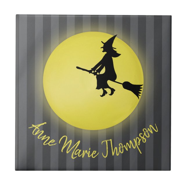 Cute Halloween Spooky Witch Custom Tile (Front)
