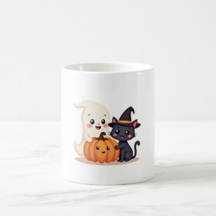 "Cute Halloween Squad Kawaii Ghost & Pumpkin Coffee Mug