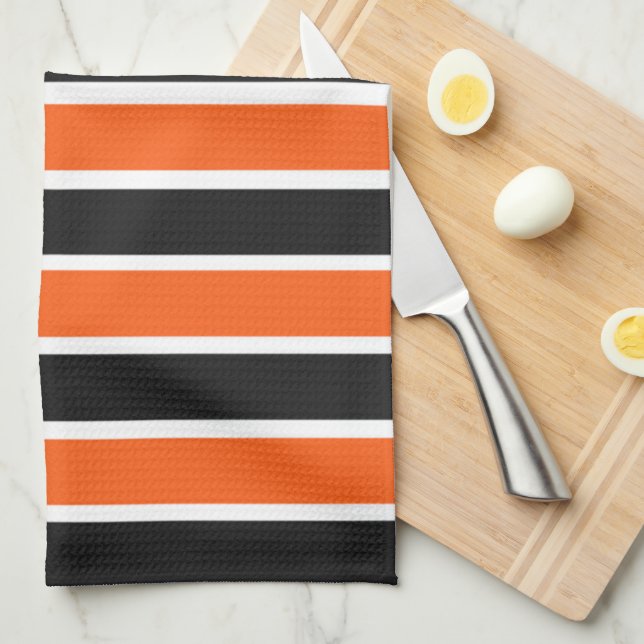 Cute Halloween Stripes in Orange and Black  Kitchen Towel (Quarter Fold)