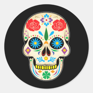 Cute Halloween Sugar Skull - Dia De Los Muertos Classic Round Sticker