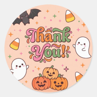 Cute Halloween Thank You Round Sticker