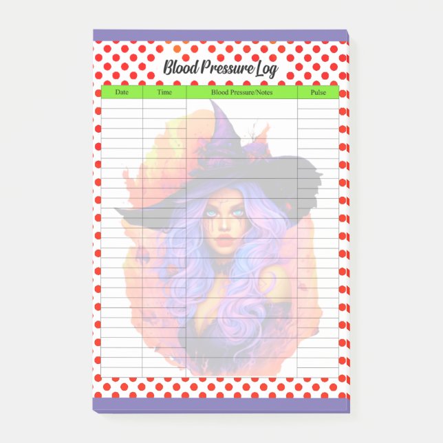 Cute Halloween Theme- Blood Pressure Log Post-it Notes (Front)