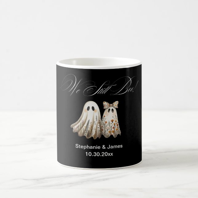 Cute Halloween-Themed Wedding Anniversary Magic Mug (Center)