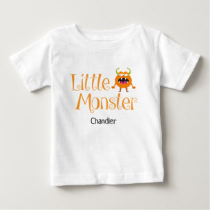 Cute Halloween Trick or Treat Little Monster Name Baby T-Shirt