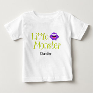 Cute Halloween Trick or Treat Little Monster Name Baby T-Shirt