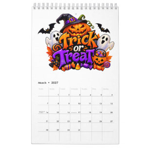 Cute Halloween Trick or Treat Pumpkin Ghost  Calendar