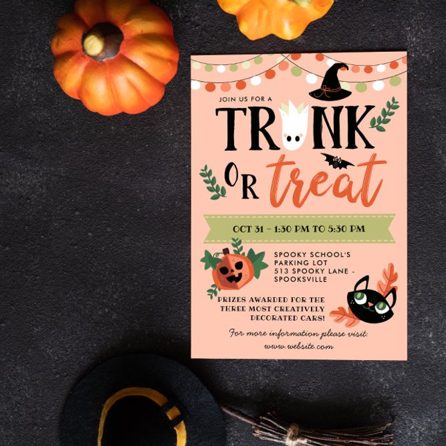 Cute Halloween Trunk or Treat Social Distance Invitation (Creator Uploaded)