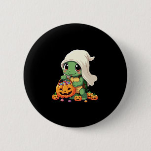 Cute Halloween Turtle Ghost with Candy (3) 2 Inch Round Button