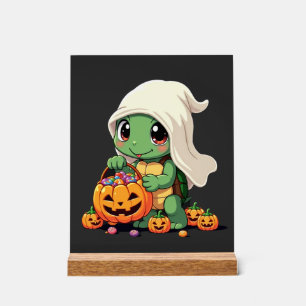 Cute Halloween Turtle Ghost with Candy (3) Acrylic Sign