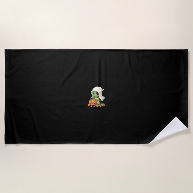 Cute Halloween Turtle Ghost with Candy (3) Beach Towel (Front)