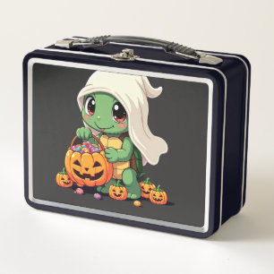 Cute Halloween Turtle Ghost with Candy (3) Metal Lunch Box