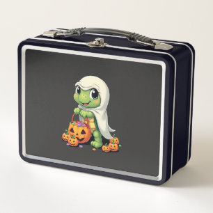 Cute Halloween Turtle Ghost with Candy (4) Metal Lunch Box