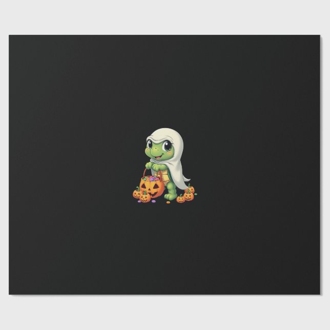 Cute Halloween Turtle Ghost with Candy (4) Wrapping Paper (Flat)