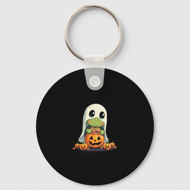 Cute Halloween Turtle Ghost with Candy (5) Keychain (Front)