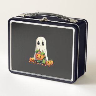 Cute Halloween Turtle Ghost with Candy (6) Metal Lunch Box