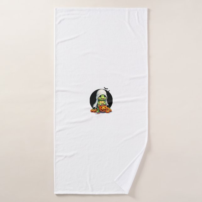 Cute Halloween Turtle Ghost with Candy (7) (Serviette de bain)