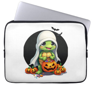 Cute Halloween Turtle Ghost with Candy (7) Laptop Sleeve