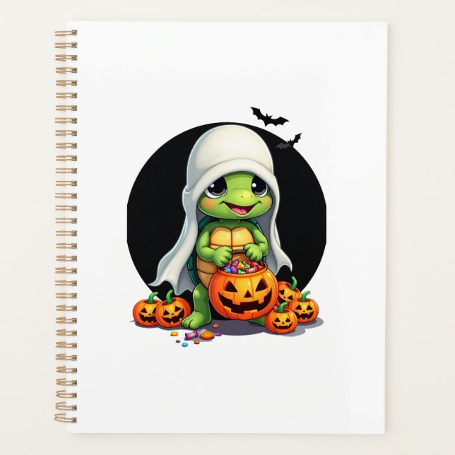 Cute Halloween Turtle Ghost with Candy (7) Planner (Front)