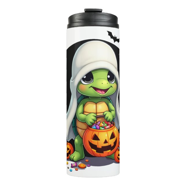 Cute Halloween Turtle Ghost with Candy (7) Thermal Tumbler (Front)
