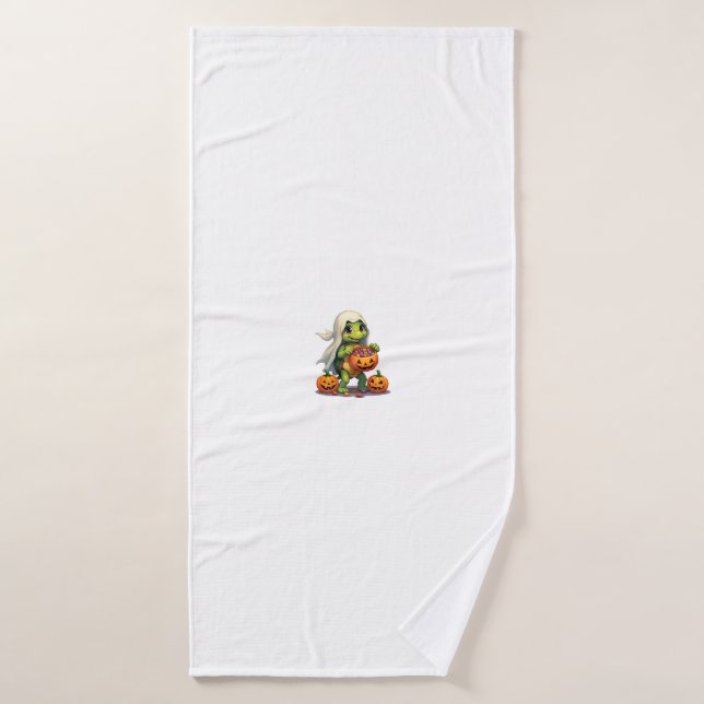 Cute Halloween Turtle Ghost with Candy (8) (Serviette de bain)