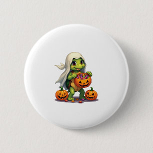 Cute Halloween Turtle Ghost with Candy (8) 2 Inch Round Button