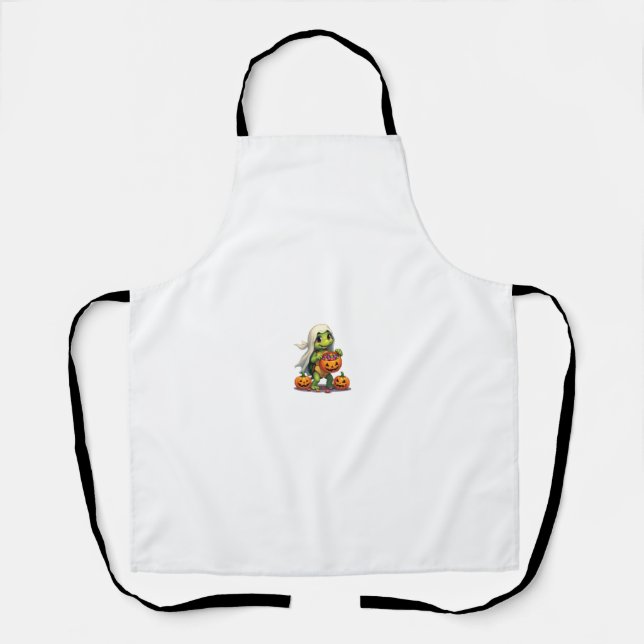 Cute Halloween Turtle Ghost with Candy (8) Apron (Front)