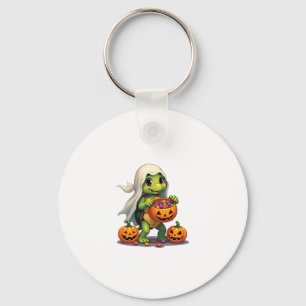 Cute Halloween Turtle Ghost with Candy (8) Keychain