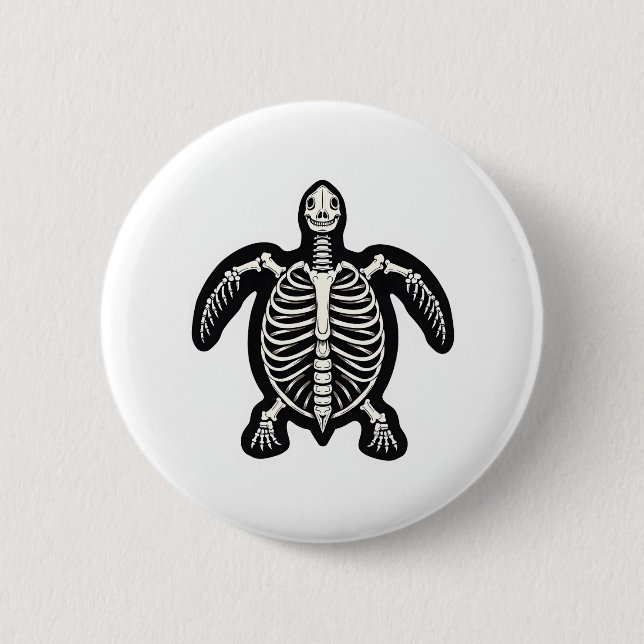 Cute Halloween Turtle Skeleton Tortoise Fossils Ar 2 Inch Round Button (Front)