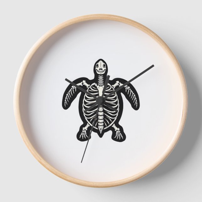 Cute Halloween Turtle Skeleton Tortoise Fossils Ar Clock (Front)
