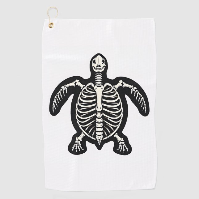 Cute Halloween Turtle Skeleton Tortoise Fossils Ar Golf Towel (Front)