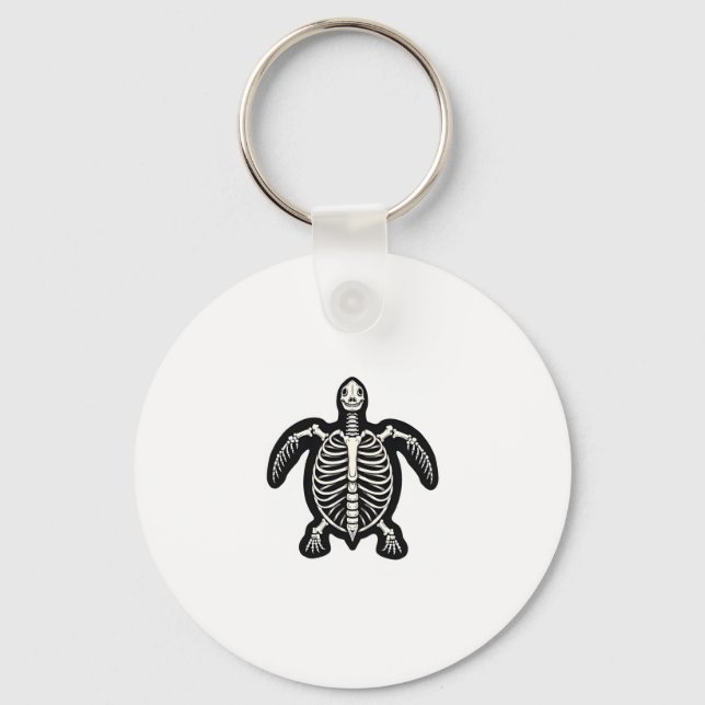 Cute Halloween Turtle Skeleton Tortoise Fossils Ar Keychain (Front)
