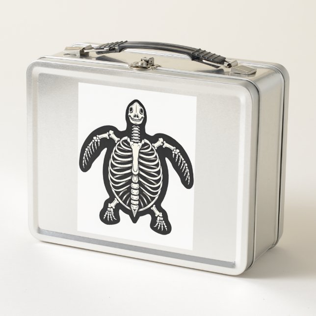 Cute Halloween Turtle Skeleton Tortoise Fossils Ar Metal Lunch Box (Front)