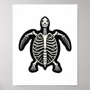 Cute Halloween Turtle Skeleton Tortoise Fossils Ar Poster