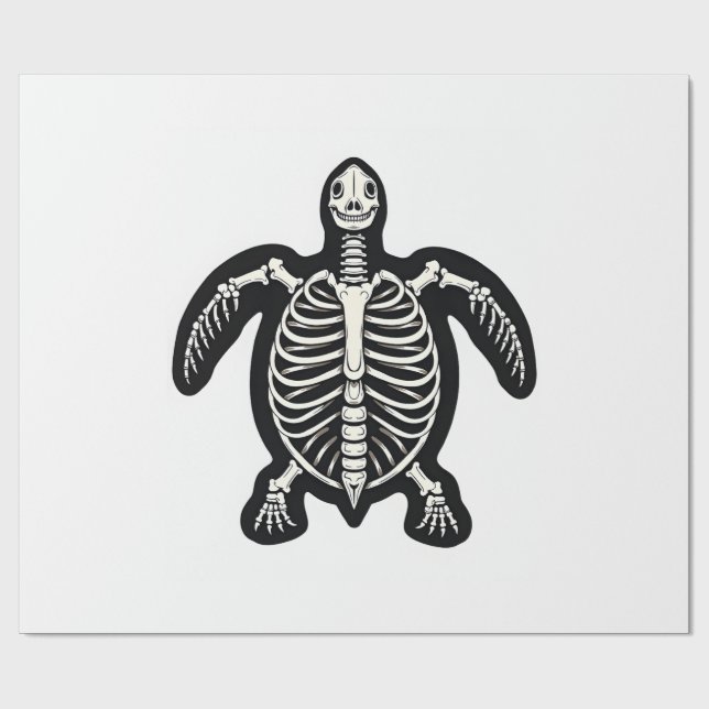 Cute Halloween Turtle Skeleton Tortoise Fossils Ar Wrapping Paper (Flat)