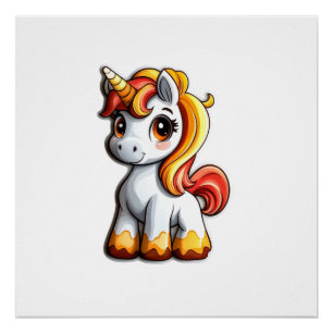 Cute Halloween Unicorn Candy Corn Horn Magical Hor Poster