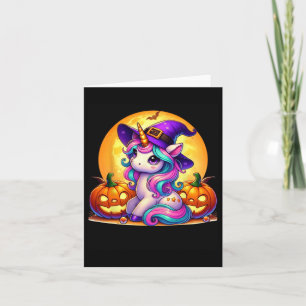 Cute Halloween Unicorn Witch Pumpkin Girls Women S Card