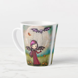 Cute Halloween Vampire and Flying Cat Latte Mug