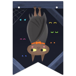 Cute Halloween Vampire Bat Black Bunting Flags