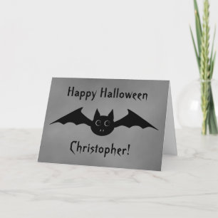 Cute Halloween vampire bat with big eyes Card