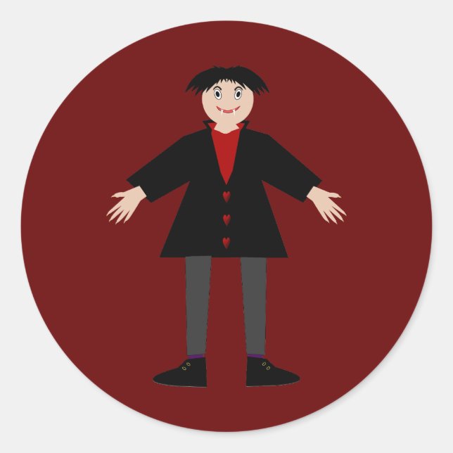 Cute Halloween Vampire Classic Round Sticker (Front)