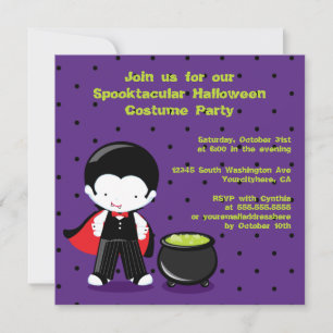 Cute Halloween vampire costume party invitation