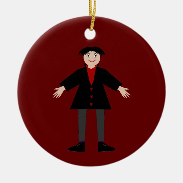 Cute Halloween Vampire Custom Name Ceramic Ornament (Front)