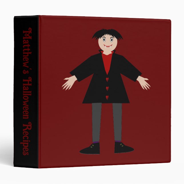 Cute Halloween Vampire Custom Recipe Binder (Front/Spine)