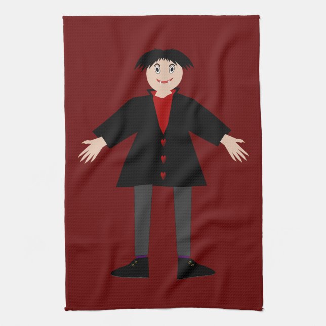 Cute Halloween Vampire Kitchen Towel (Vertical)