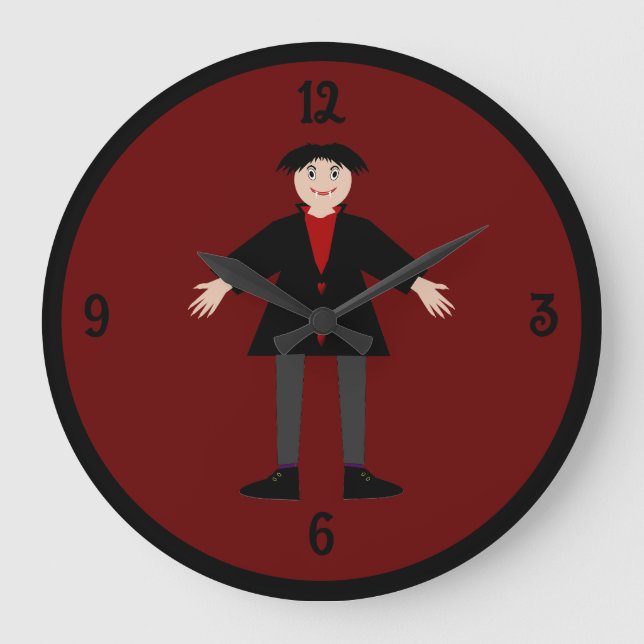 Cute Halloween Vampire Large Clock (Front)