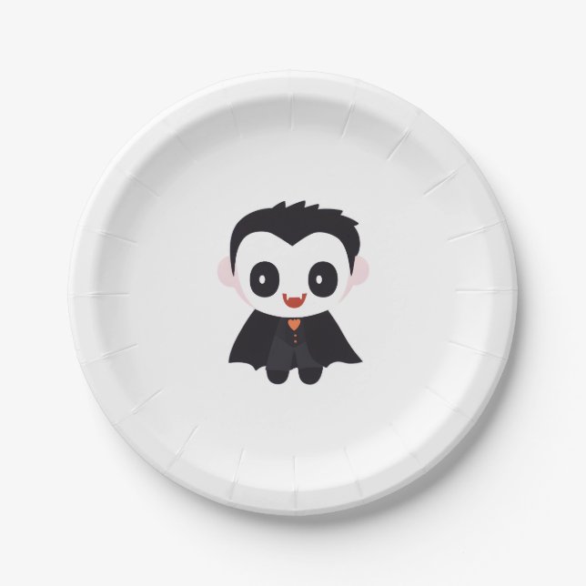 Cute Halloween Vampire Paper Plates (Front)