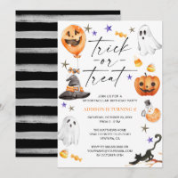 Cute Halloween Watercolor Birthday Party 