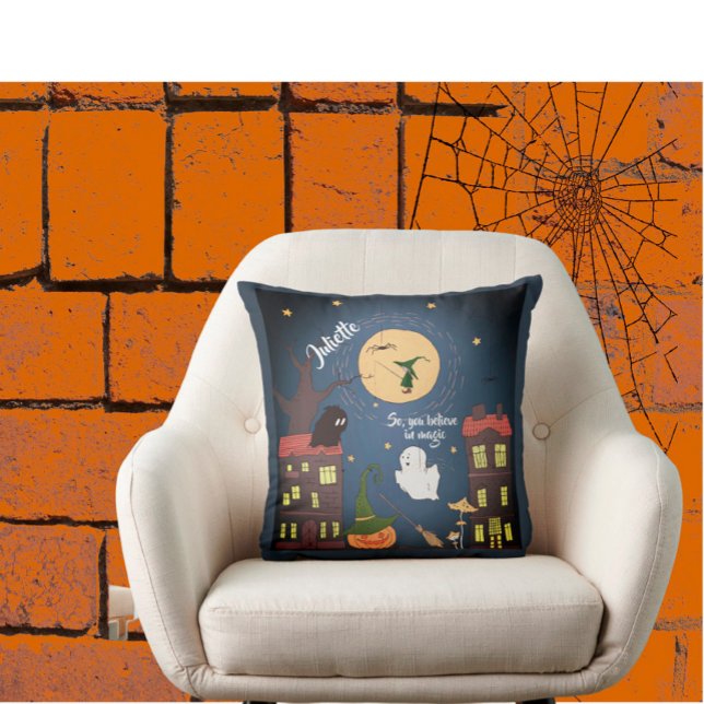 Cute Halloween Watercolor Throw Pillow (Creator Uploaded)
